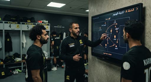 مدرب يشرح التكتيك على لوحة رقمية